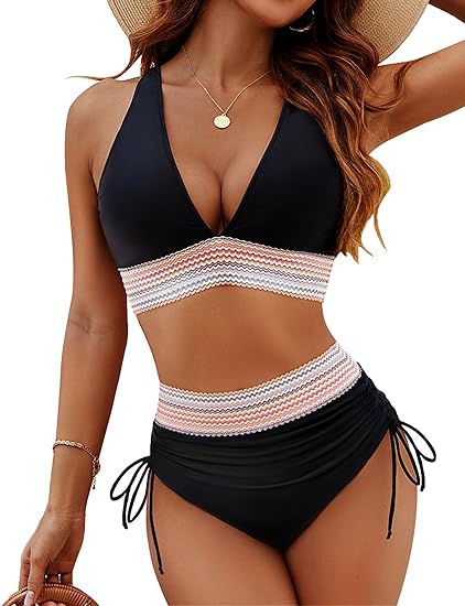 ⏳Oferta ograniczona czasowo - 49% ZNIŻKI👙Zestawy bikini z wysokim stanem i blokami kolorów