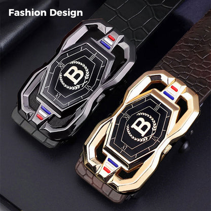 🐊 Skórzany pasek męski z eleganckim wzorem krokodylowej skóry, z automatyczną sprzączką i wykonany ze skóry bydlęcej.