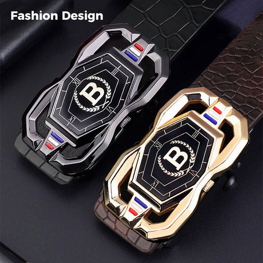 🐊 Skórzany pasek męski z eleganckim wzorem krokodylowej skóry, z automatyczną sprzączką i wykonany ze skóry bydlęcej.