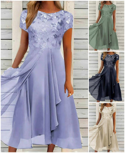 👗Modna tiulowa sukienka z okrągłym dekoltem💖