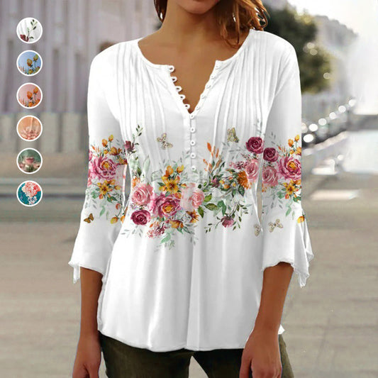 ✨Naszyjnik z krzyżem i koroną👑【S-3XL】🌸 Damska koszulka z nadrukiem V-neck