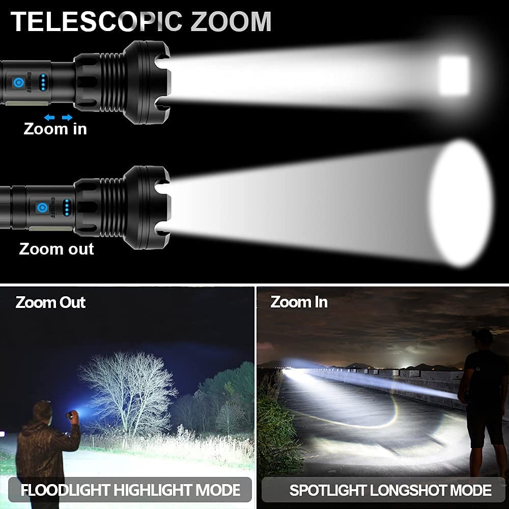 🔦Superjasne, mocne, o wysokim natężeniu światła, długie latarki taktyczne z akumulatorem