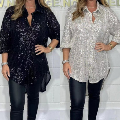 Women's Trendy Loose Fit Sequin Blouse