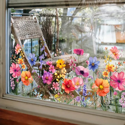 Färgglada Blombukett Fönsterdekal