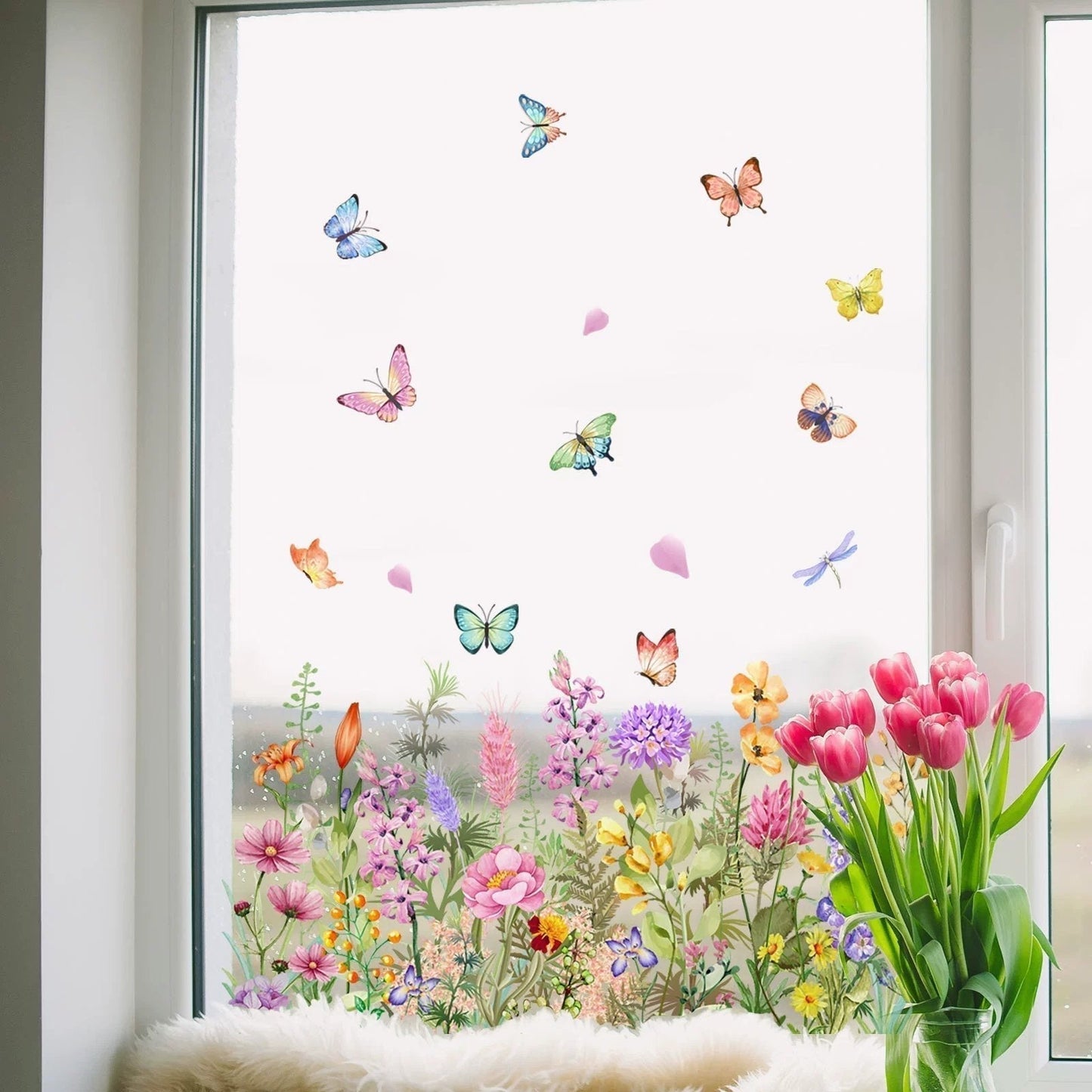 Färgglada Blombukett Fönsterdekal