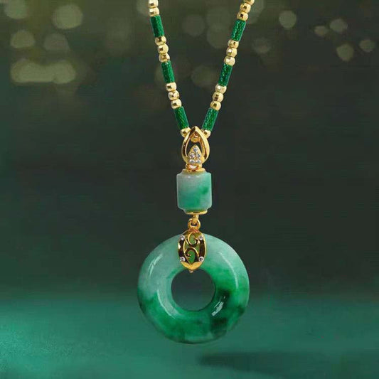 ✨Spokojna biżuteria z zielony jadeitowym wisiorkiem