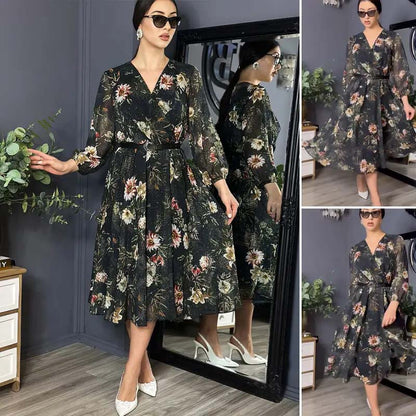 ✨Czarna sukienka damska z nadrukiem🤳