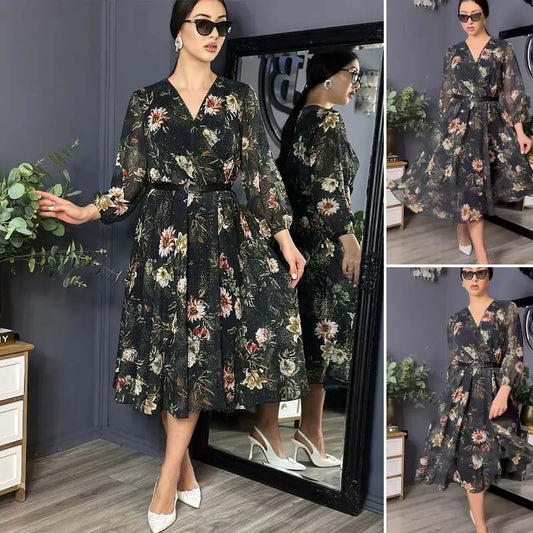 ✨Czarna sukienka damska z nadrukiem🤳