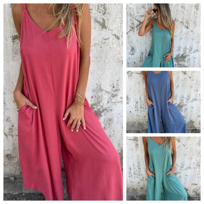 ✨Modny luźny lniany kombinezon z bawełny🔥