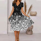 🌺Damska zwiewna sukienka z nadrukiem z dekoltem w szpic