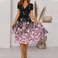 🌺Damska zwiewna sukienka z nadrukiem z dekoltem w szpic