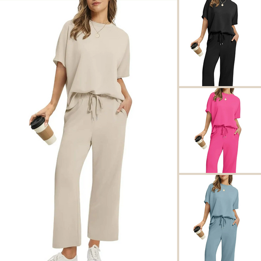 🔥Letnia nowość 50% OFF Wyprzedaż 🔥 Damski miękki casualowy top i zestaw spodni