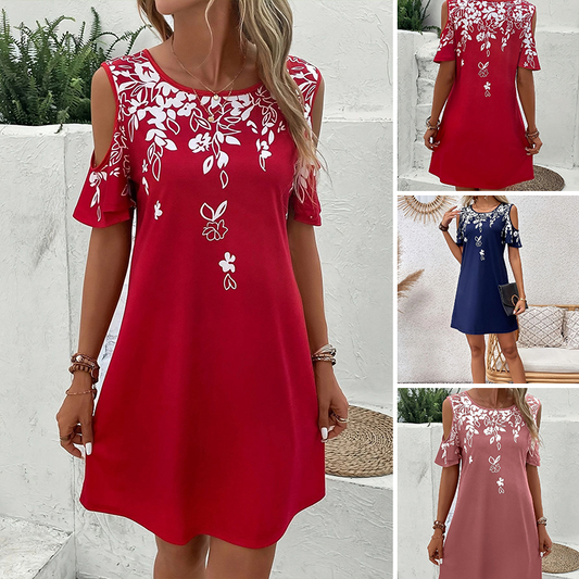 🔥Sukienka midi z kwiatowym nadrukiem i wyciętymi rękawami