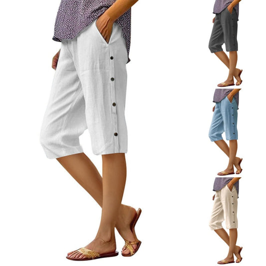 ✨Damskie luźne, bawełniane, lniane, oddychające spodnie Capri