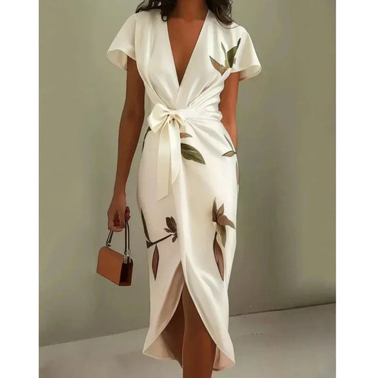 【S-3XL】✨Satynowa sukienka z dekoltem w szpic