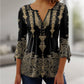 🔥Bluzka z rozkloszowanymi rękawami z dekoltem w serek z nadrukiem w stylu vintage👚