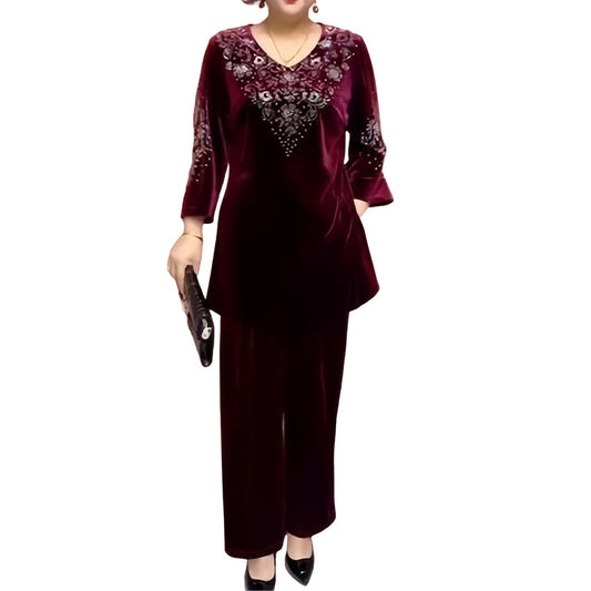【🥰Przygotowania do mroźnej zimy】Elegancki aksamitny damski garnitur