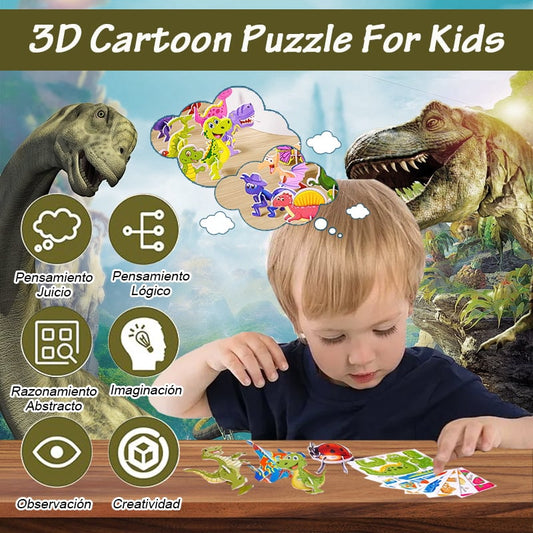 🦖 47% zniżki! 🧩 Puzzle logiczne 3D – zestaw 50 elementów z kolorowymi dinozaurami z kreskówek 🎨✨