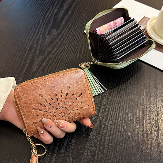 ✨Portfel damski na karty kredytowe z zamkiem błyskawicznym (z kółkiem na klucze)
