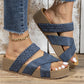 👡 50% ZNIŻKI! ☀️ Sandały na koturnie – z podwójnymi paskami i platformą, idealne do modnej letniej stylizacji 💃