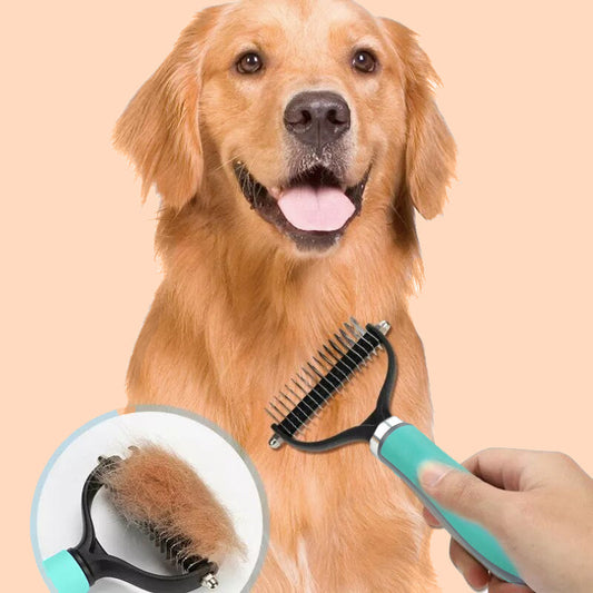 🐶🎉Dwustronna szczotka do pielęgnacji zwierząt domowych, zapobiegająca linieniu