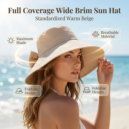 👒 Oferta ograniczona czasowo – 50% zniżki! ✨ Damska czapka przeciwsłoneczna z szerokim rondem i kokardką 🎀
