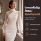 👗 Elegant midi-klänning med hög hals – figursydd silhuett för speciella tillfällen