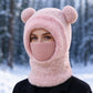 🧸 3-i-1 vinterbjörnmössa med halsduk och mask – Varm och lekfull ✨