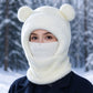 🧸 3-i-1 vinterbjörnmössa med halsduk och mask – Varm och lekfull ✨